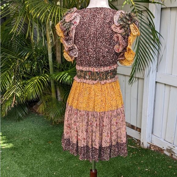Like New Ulla Johnson Ivy Silk Ruffle Sleeve Floral Mini Dress, Size 2 - Picture 3 of 6